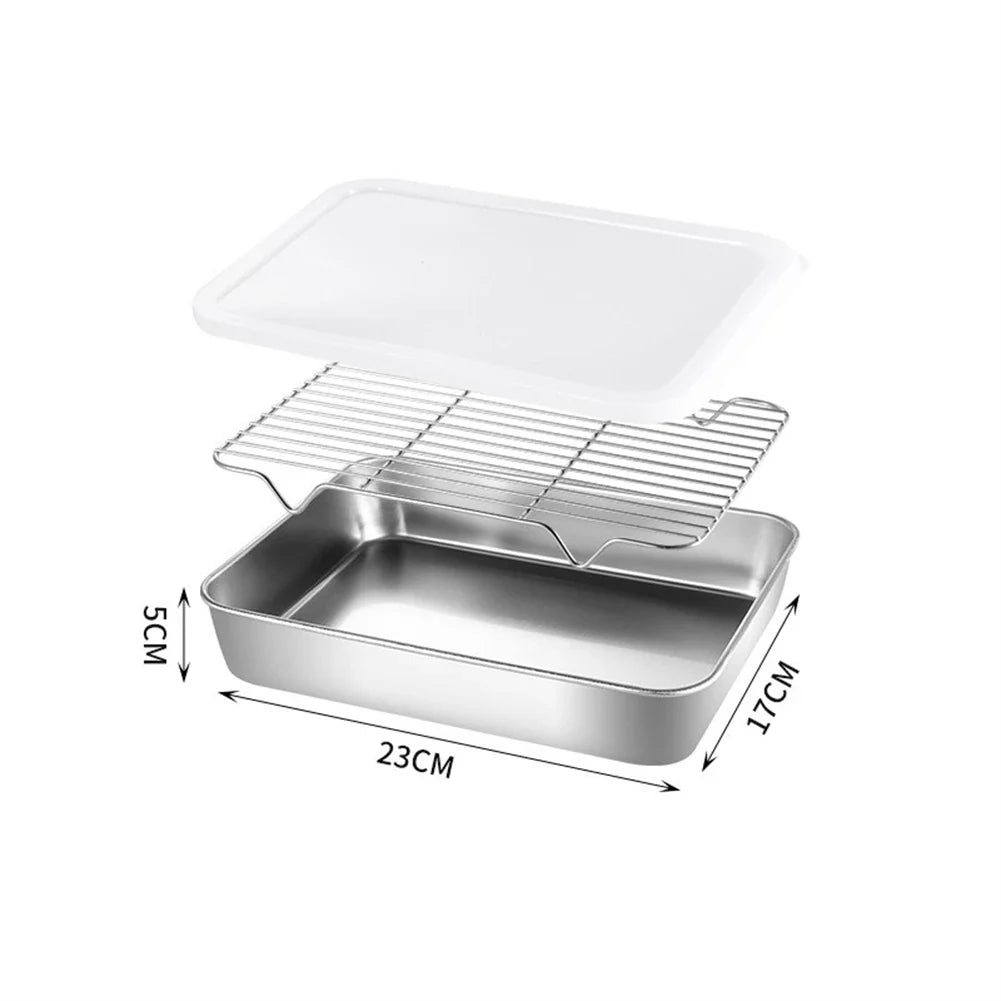 Stainless Steel Baking Pan & Wire Rack Set – Oven, BBQ & Cake Baking Pan & Rack Set Qme 1