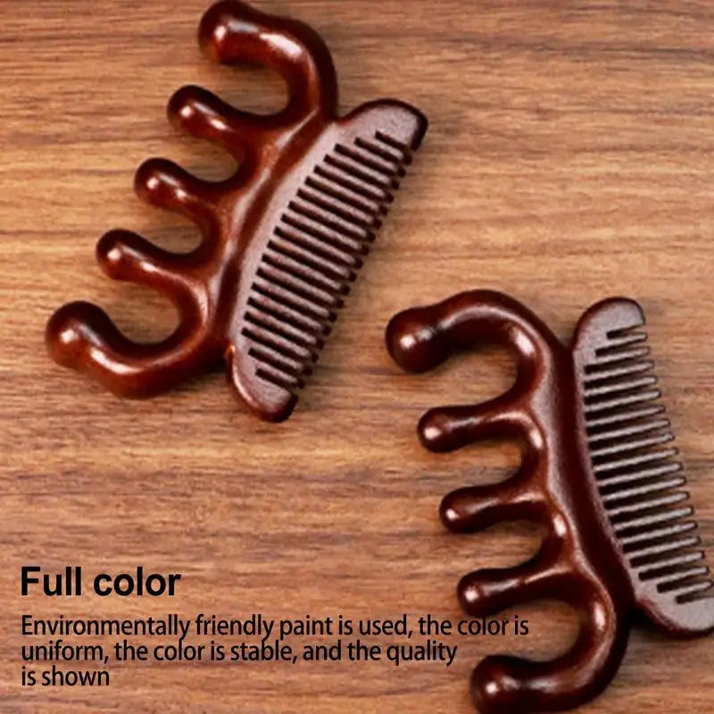 Sandalwood Head Massager Comb – 5-Tooth Scalp Scraper Scalp Massager Comb Qme