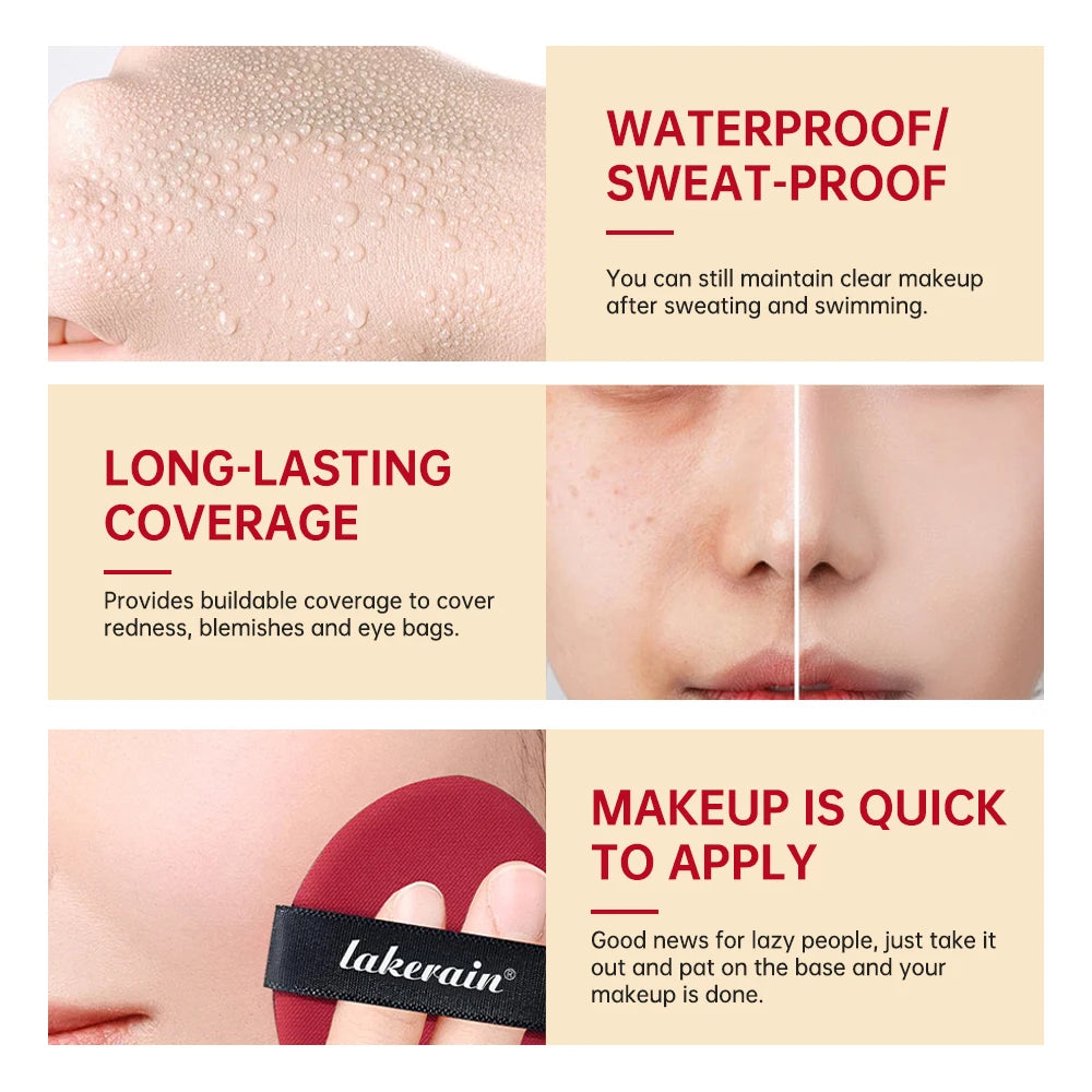 Lakerain Air Cushion BB Cream – Waterproof, SPF Foundation Cushion Foundation Qst
