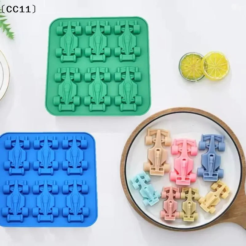 3D Racing Car Silicone Ice Mold | 6-Cavity Chocolate Jelly Tray Silicone Baking Mold Qme