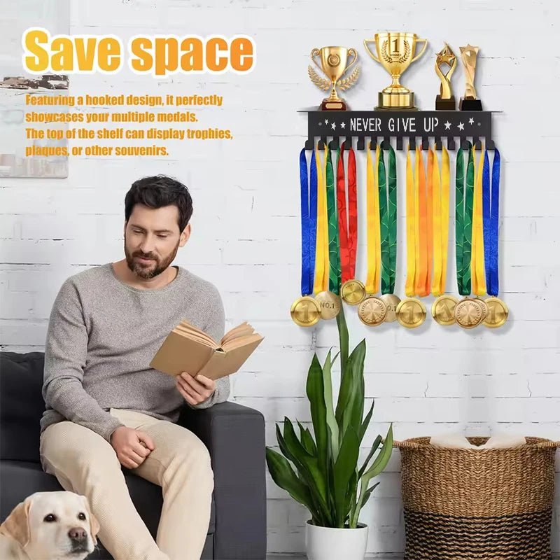 Wall Mounted Metal Medal Display Rack – Large Capacity Hanger Medal Display Rack Qst