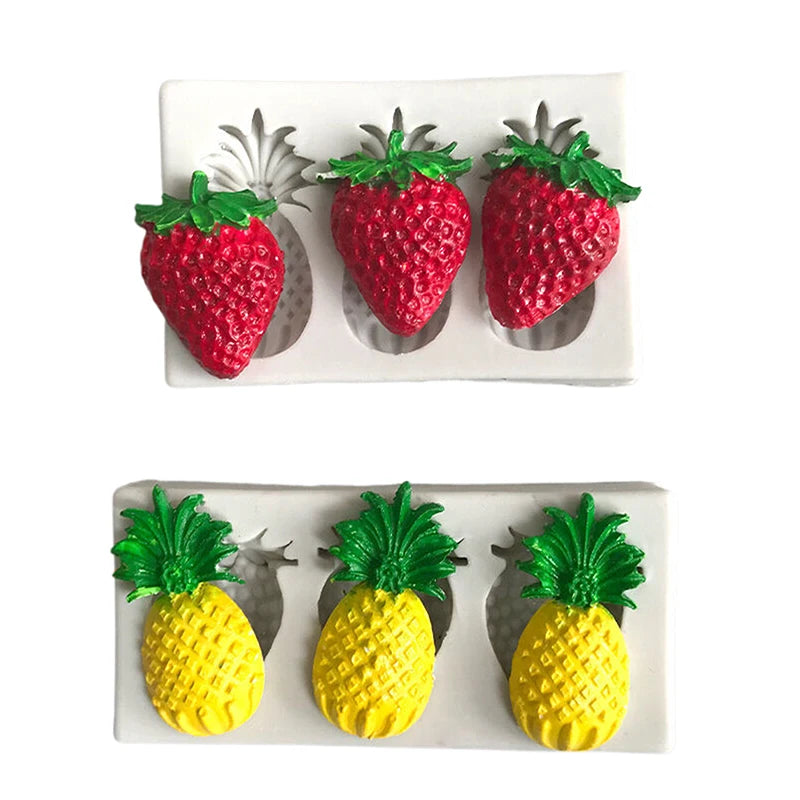 3-Cavity Pineapple Strawberry Silicone Mold – Cake Decorating Silicone Baking Mold Qst
