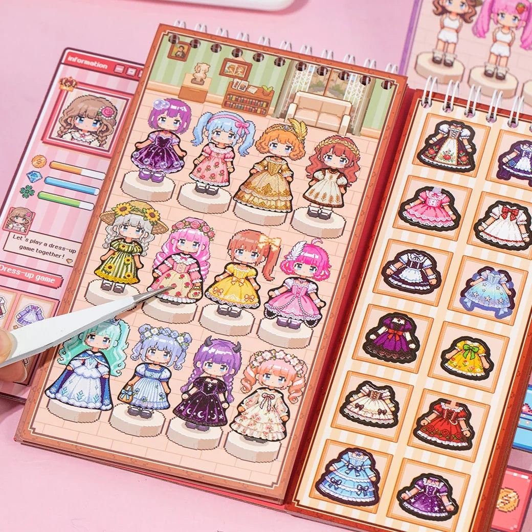TIANZI Pixel Die-Cut Sticker Book – DIY Diary & Planner DIY Sticker Book Qme
