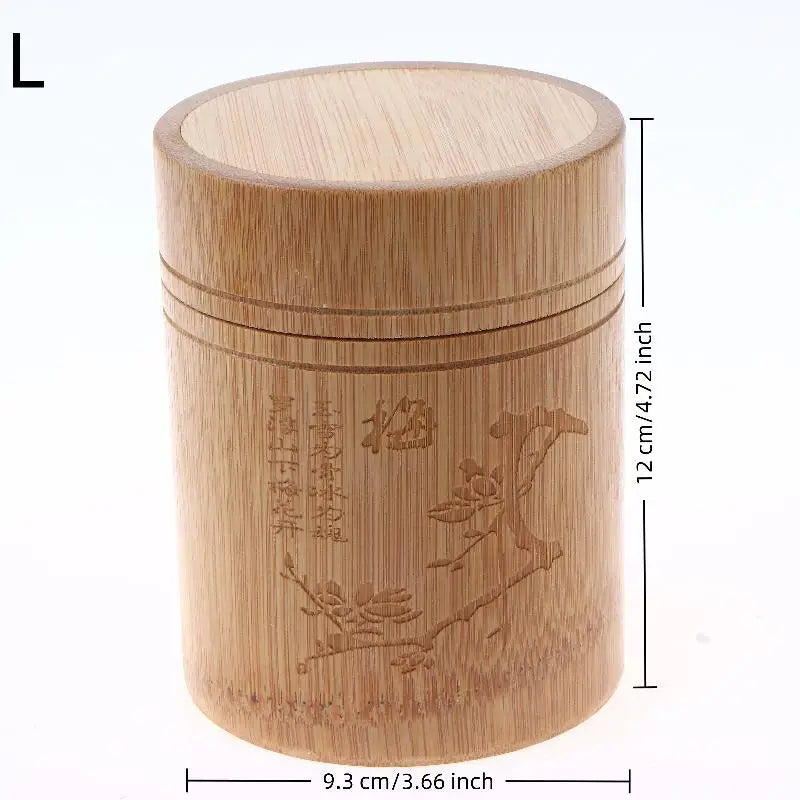 Carved Bamboo Tea & Spice Storage Box with Lid | Organizer Bamboo Storage Box Qme L