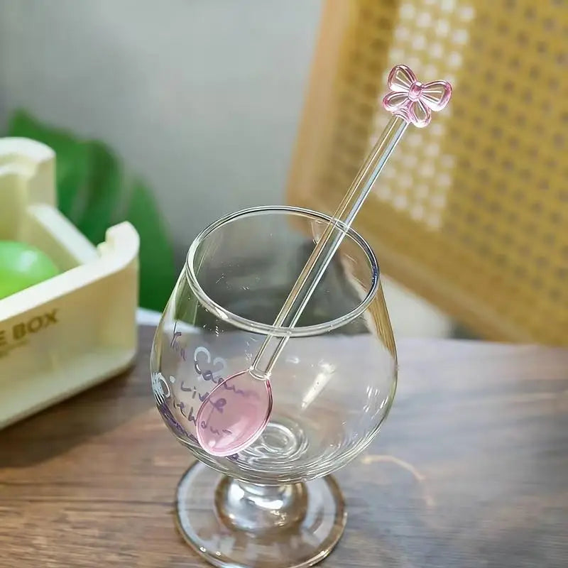 Pink Bow Glass Long-Handle Stirring Spoon – Coffee & Tea Glass Stirring Spoon Qme