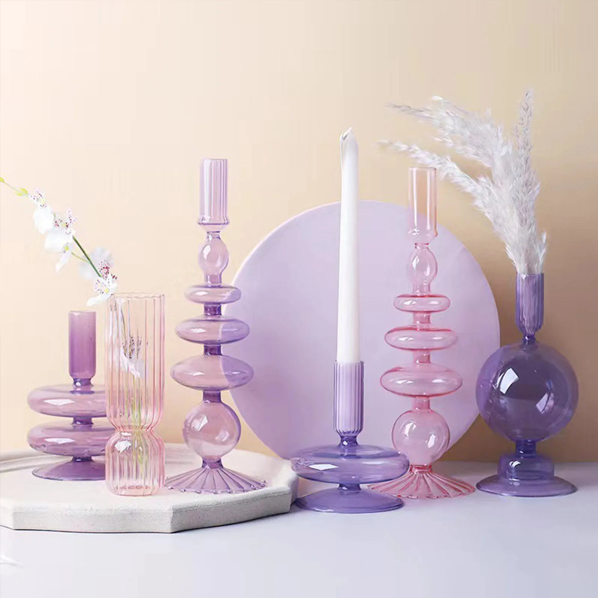 Glass Vase Centerpiece – Elegant Flower & Candle Holder Decorative Glass Vase Qme
