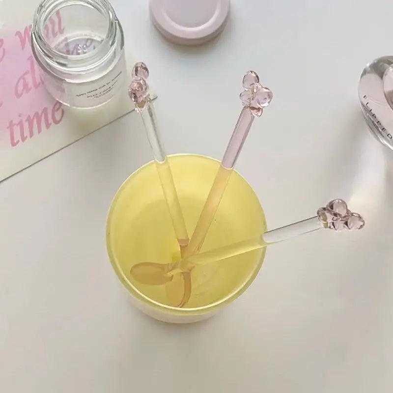 Pink Bow Glass Long-Handle Stirring Spoon – Coffee & Tea Glass Stirring Spoon Qme