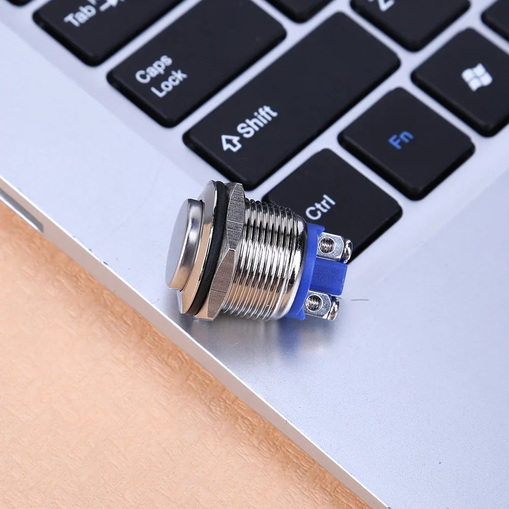 12V Waterproof Metal Push Button Switch – Silver Stainless Push Button Switch Qme