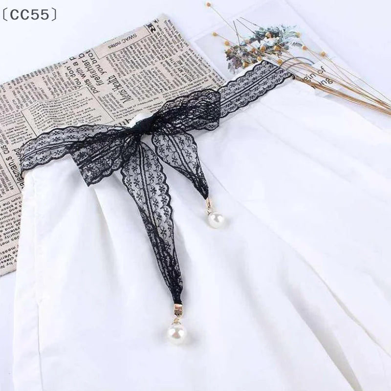 Sweet Lace Pearl Waist Chain Belt – Elegant Dress Accessory Decorative Waist Belt Qst