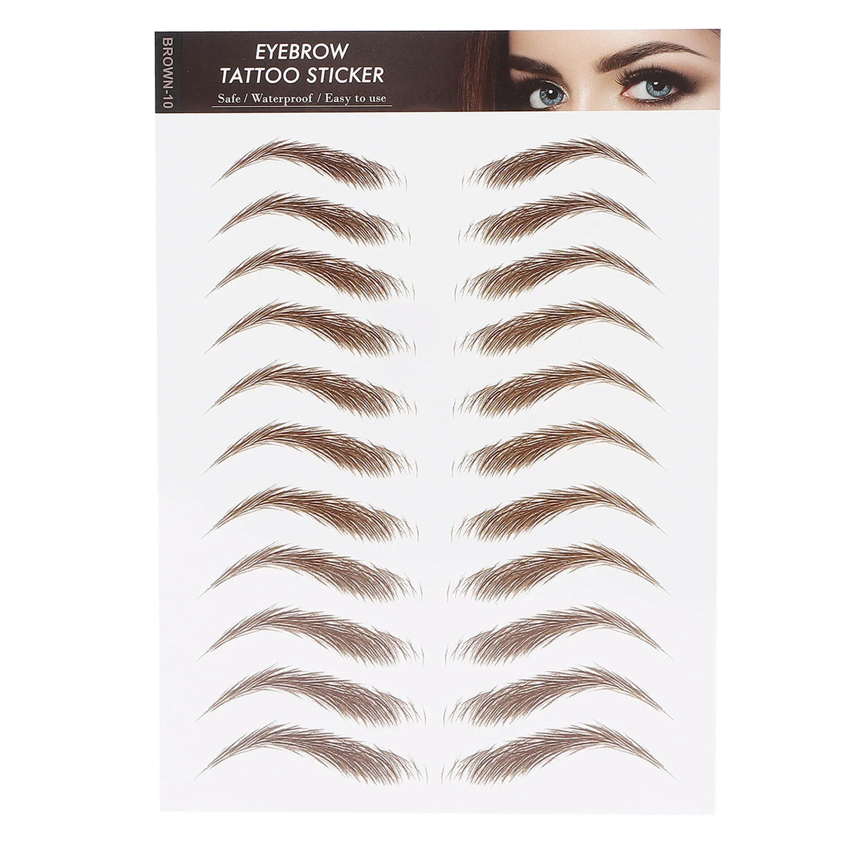 Waterproof Eyebrow Tattoo Transfer Stickers – 10 Colors Eyebrow Transfer Sticker Qme J