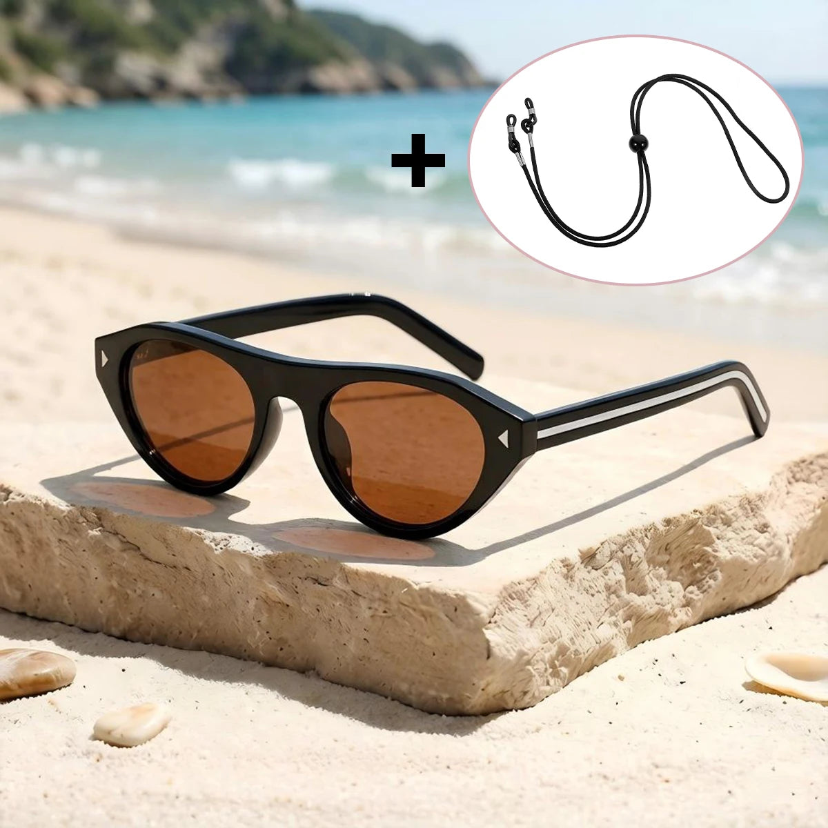 VOPHA Y2K Cat Eye Sunglasses UV400 – Vintage Pilot Style Cat Eye Sunglasses Qst Black brown