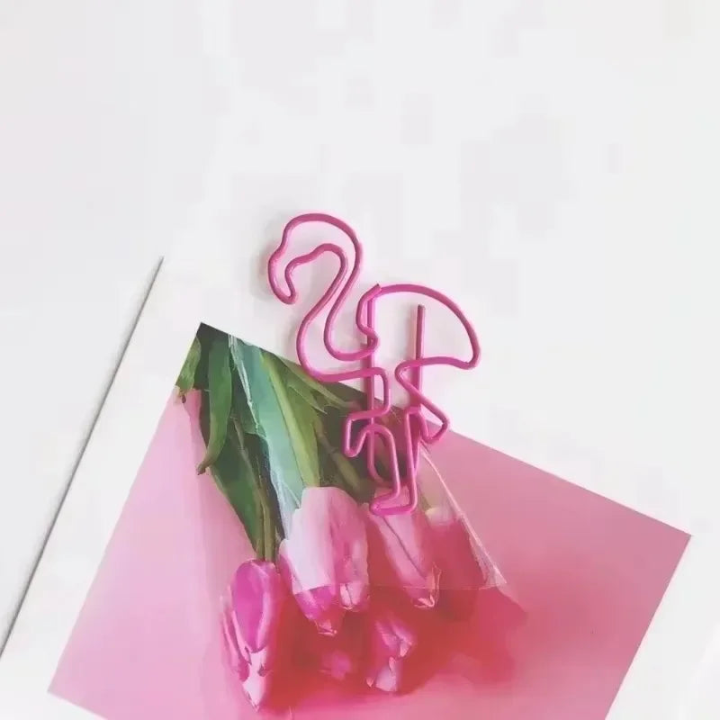 Cute Pink Flamingo Paper Clips Animal Bookmarks – 10 Pcs Animal Paper Clips Qme