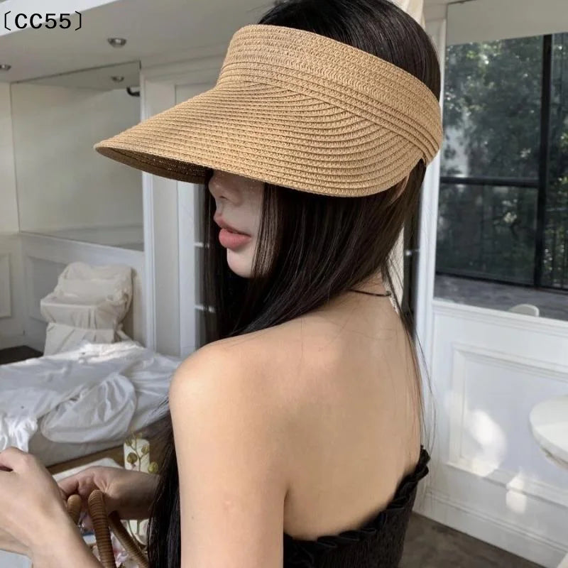 Woven Straw Sun Visor Hat – Wide Brim UV Protection for Women Straw Sun Visor Hat Qst