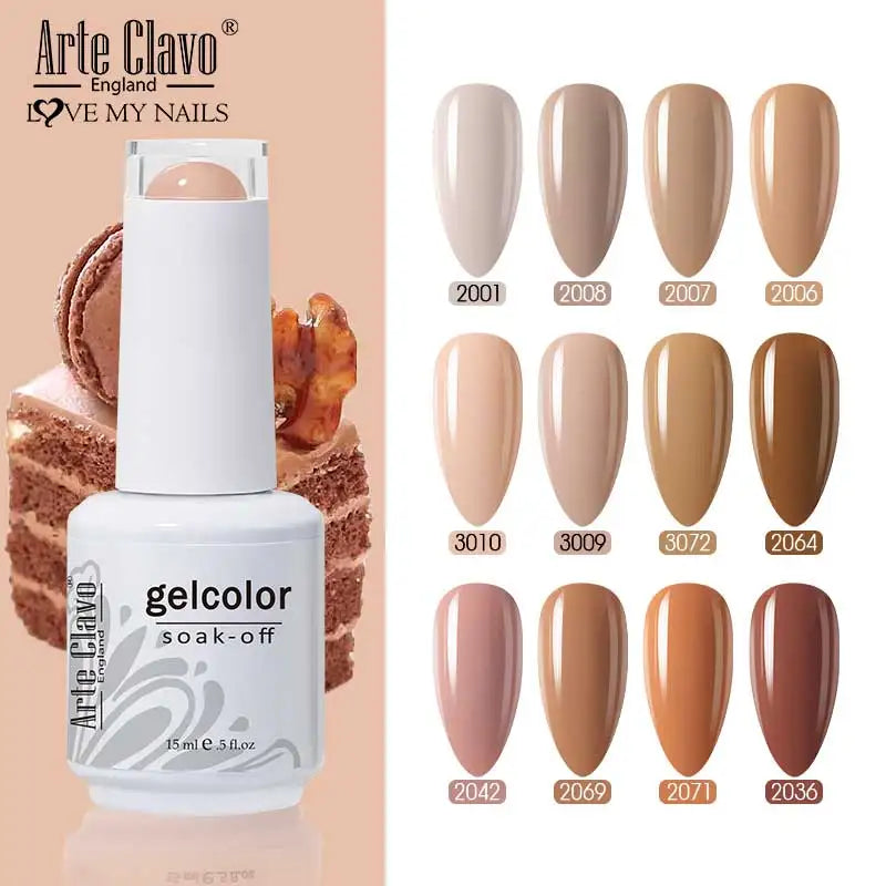 Arte Clavo 15ml Gel Nail Polish – 65 Colors UV LED Soak Off Gel Nail Polish Qme