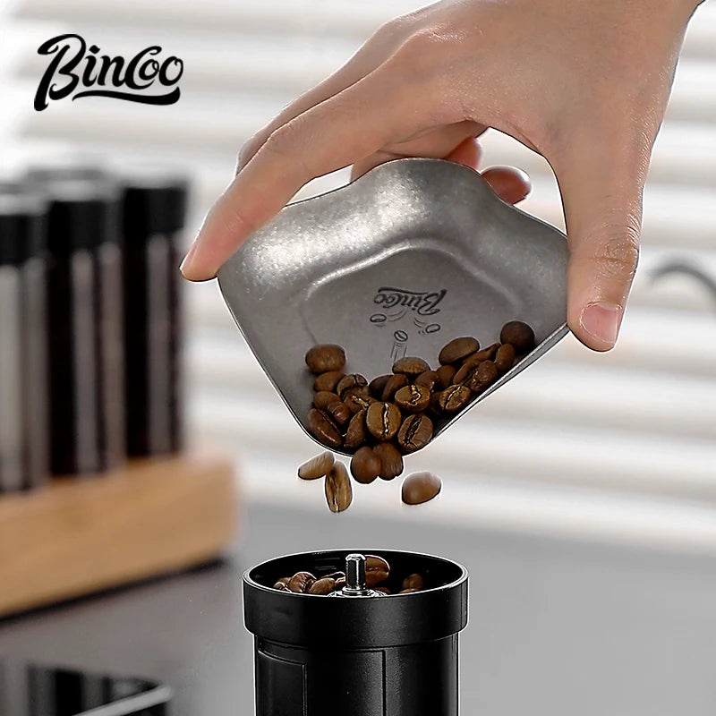 Bincoo Titanium Coffee Dosing Tray – Barista Bean Transfer Plate Coffee Dosing Tray Qst
