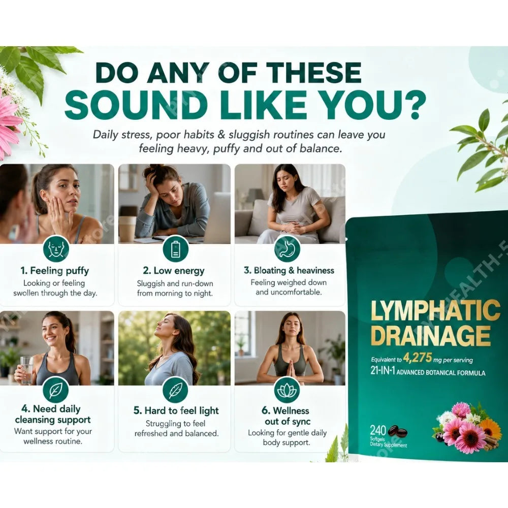 21-in-1 Lymphatic Support Softgels 4275mg Herbal Blend 240ct Herbal Supplement Qst