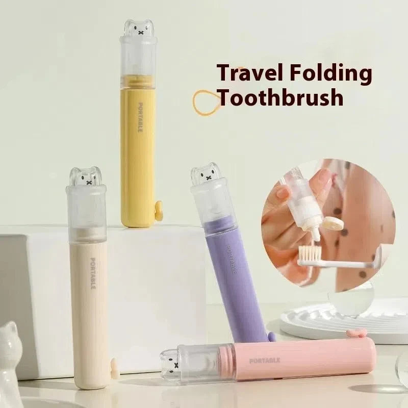 2-in-1 Portable Mini Travel Toothbrush & Toothpaste Set Travel Toothbrush Set Qme