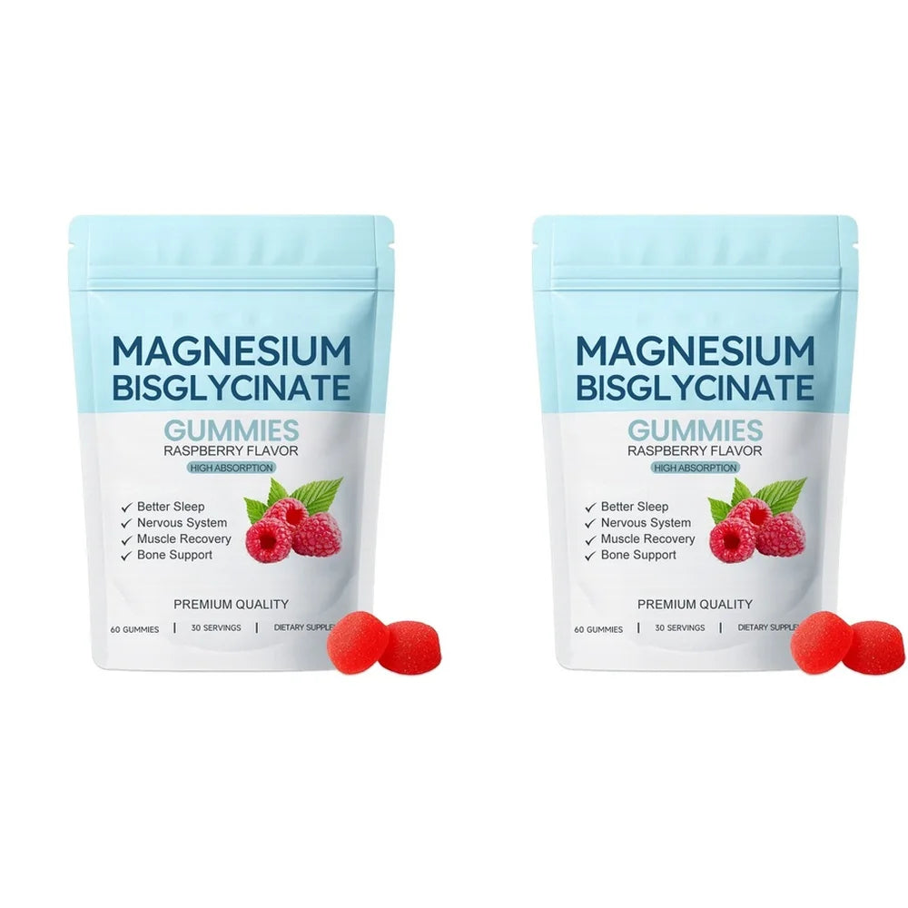 Magnesium Bisglycinate Gummies – Sleep & Muscle Support Magnesium Supplement Qst 60 Count(Pack of 2)