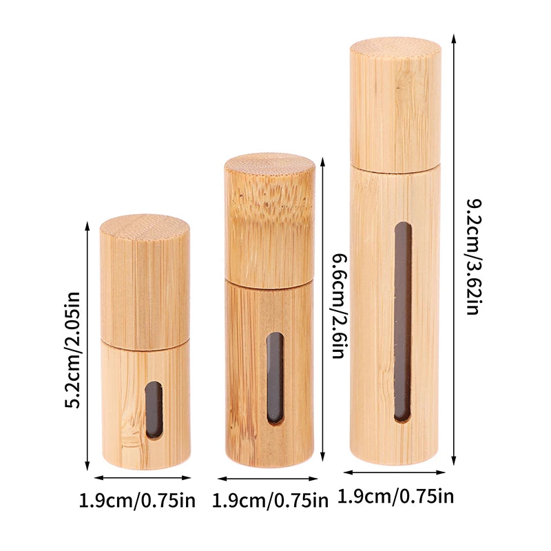 Bamboo Roll-On Bottle 3/5/10ml – Refillable Glass Essential Oil Roller Roller Bottle Qst