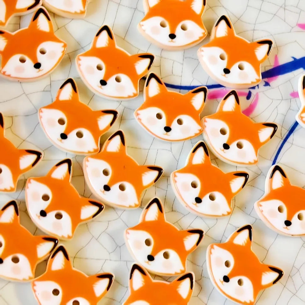Cute Fox Resin Buttons – Decorative Handmade Craft Accessory Decorative Craft Buttons Qme