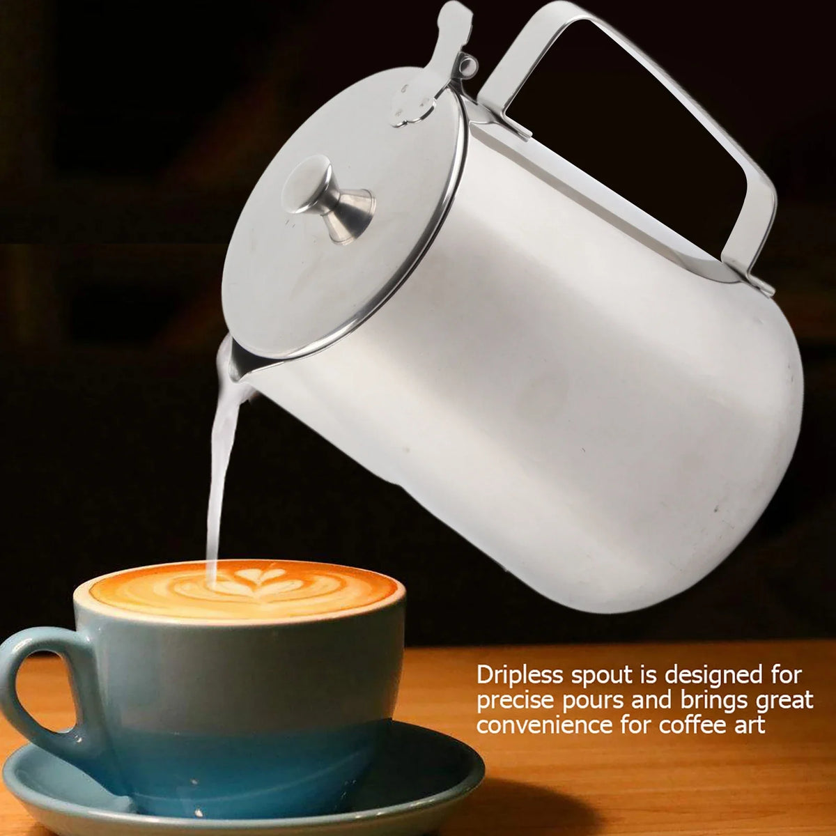 304 Stainless Steel Milk Frothing Pitcher – 250mL Precise Scale Milk Frothing Pitcher Qme