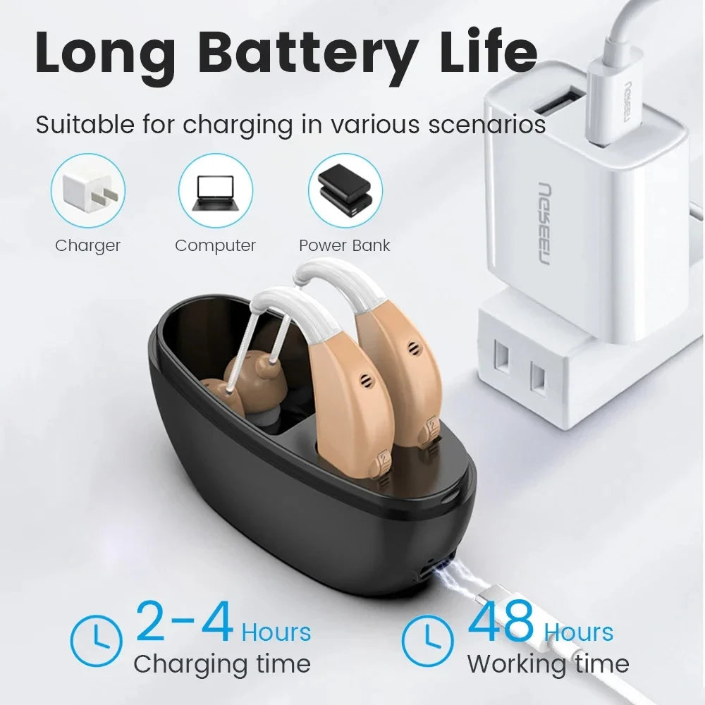 BTE Rechargeable Hearing Aid – Wireless Charging for Seniors Rechargeable Hearing Aid Qst