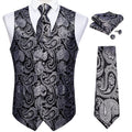Men's Formal Suit Vest, Necktie & Pocket Square Set | Qme Formal Vest Set Qme MJTZ0148 S