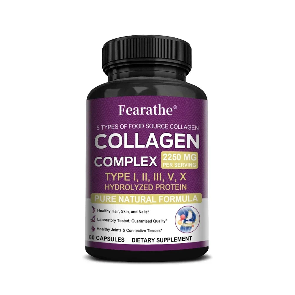 VITALXTRA Multi-Collagen Capsules – Types I II III V X Collagen Supplement Qst 60 count-1 bottle