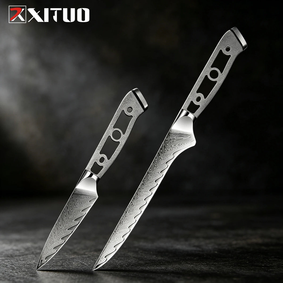 XITUO Damascus Steel DIY Knife Blank Set 1–6 Piece Kit Damascus Knife Blank Set Qst 2PCS Knife D