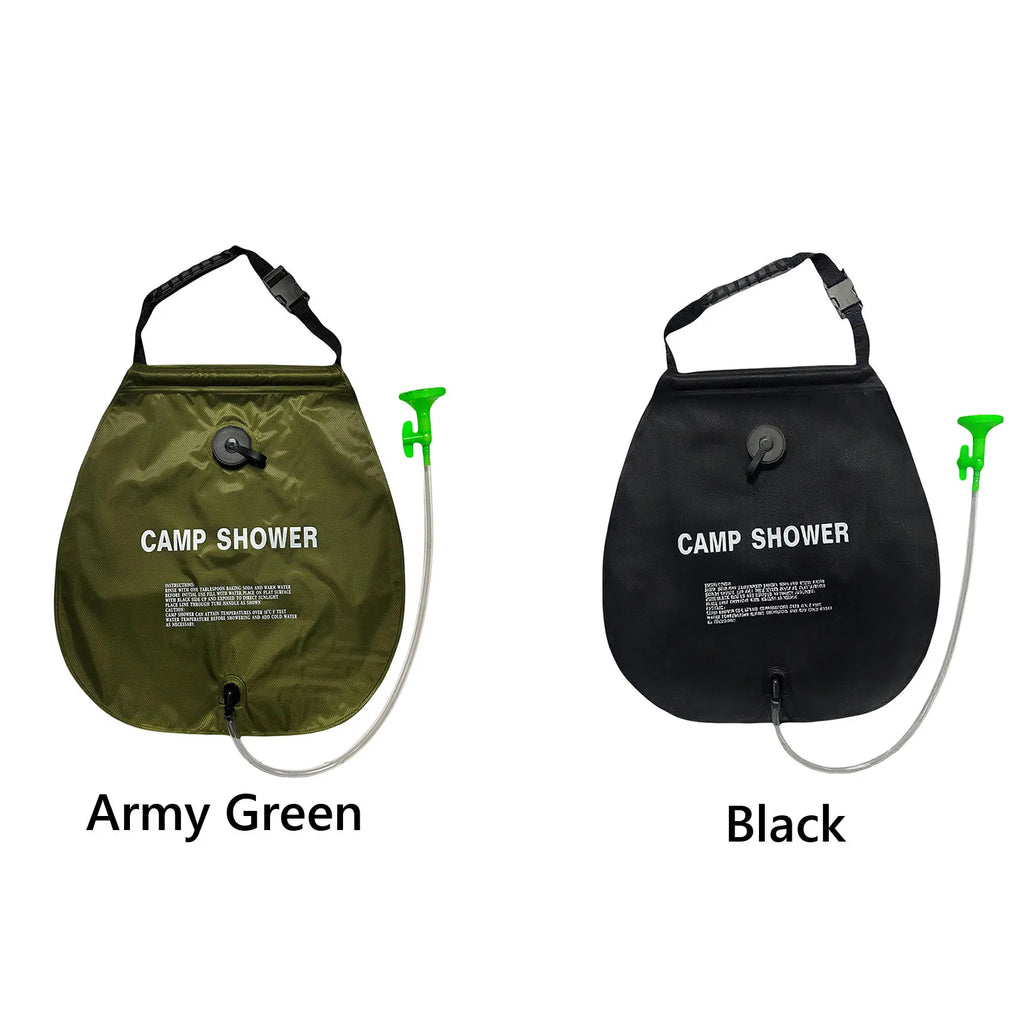 20L Foldable Solar Camp Shower Bag – Hose & Nozzle Included Camping Shower Bag Qme
