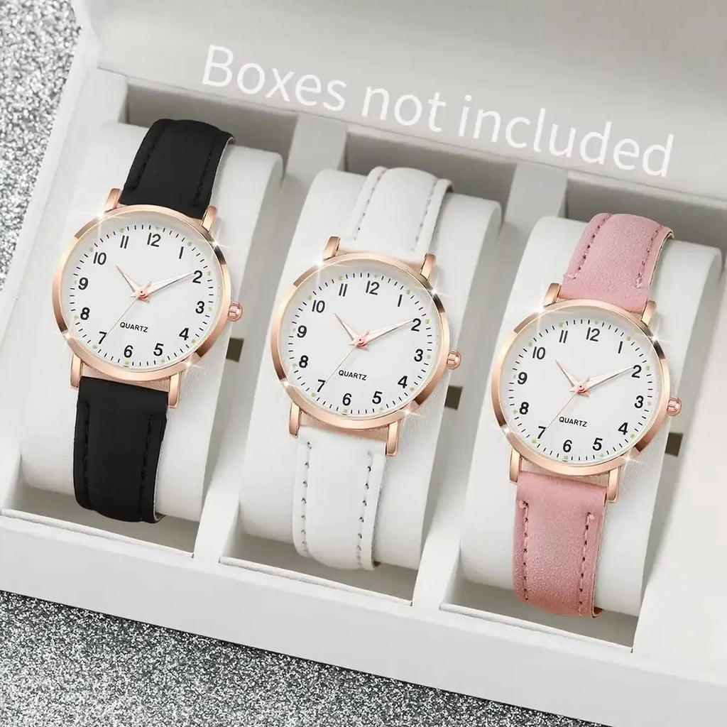 Women's Arabic Dial Quartz Watch | Leather Strap, 8 Colors Women's Quartz Watch Qme