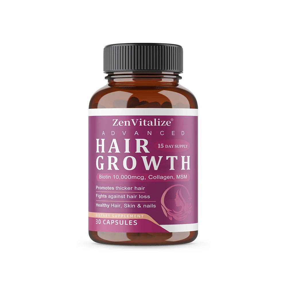 ZENVITALIZE Biotin & Collagen Hair Growth Supplements – Unisex Hair Growth Supplement Qst 30 count-1bottle