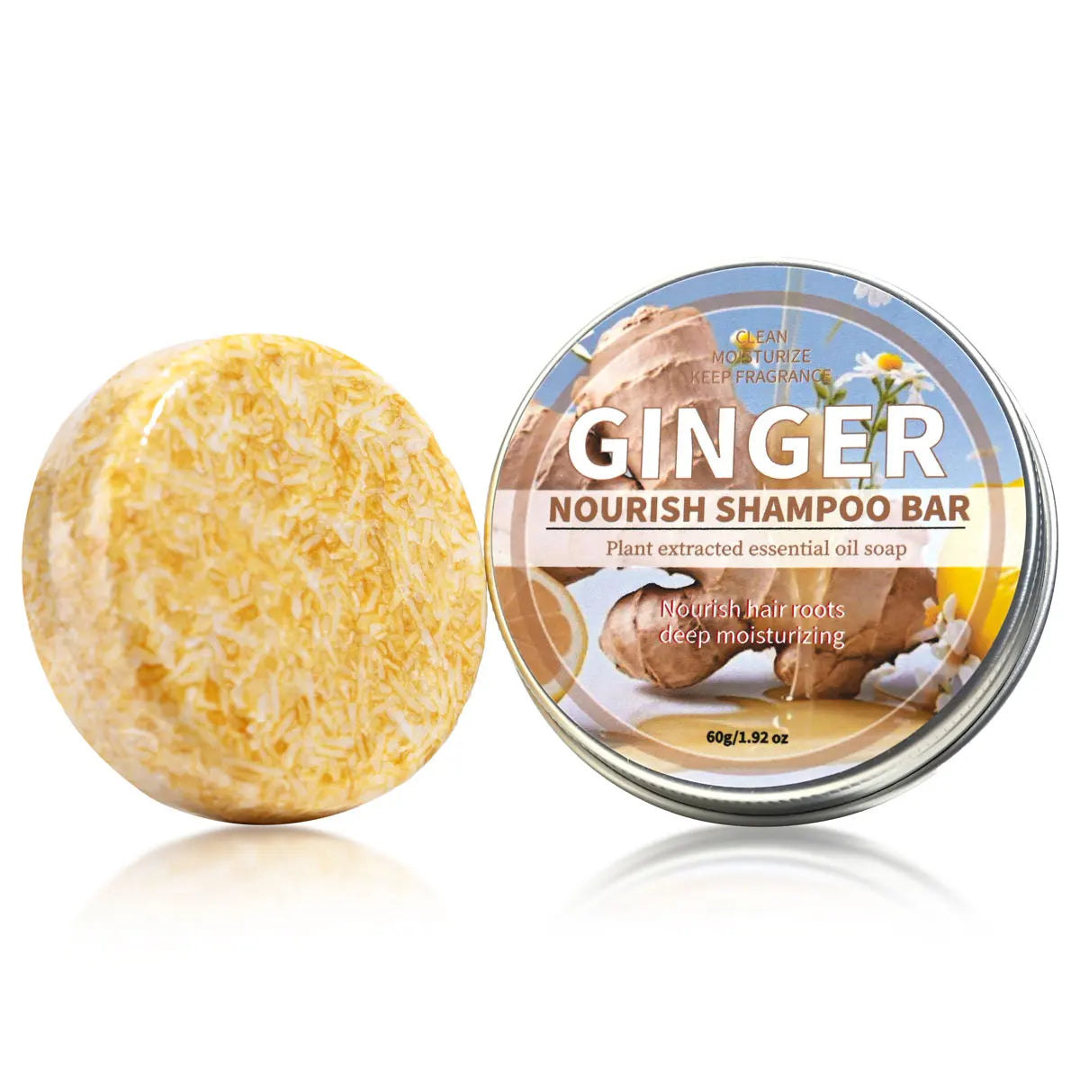 Ginger Essential Oil Shampoo Bar – Deep Plant Extract Hair Care Solid Shampoo Bar Qme