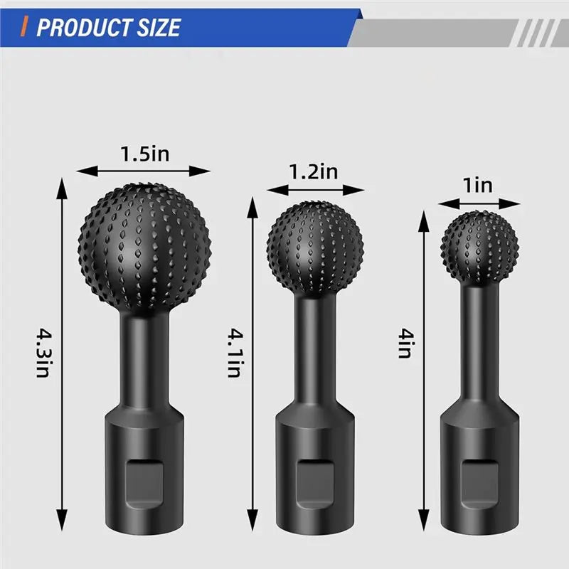 Ball Gouge Sphere Rotary Burr 3-PC Set 5/8-11 Thread Angle Grinder Rotary Burr Set Qme