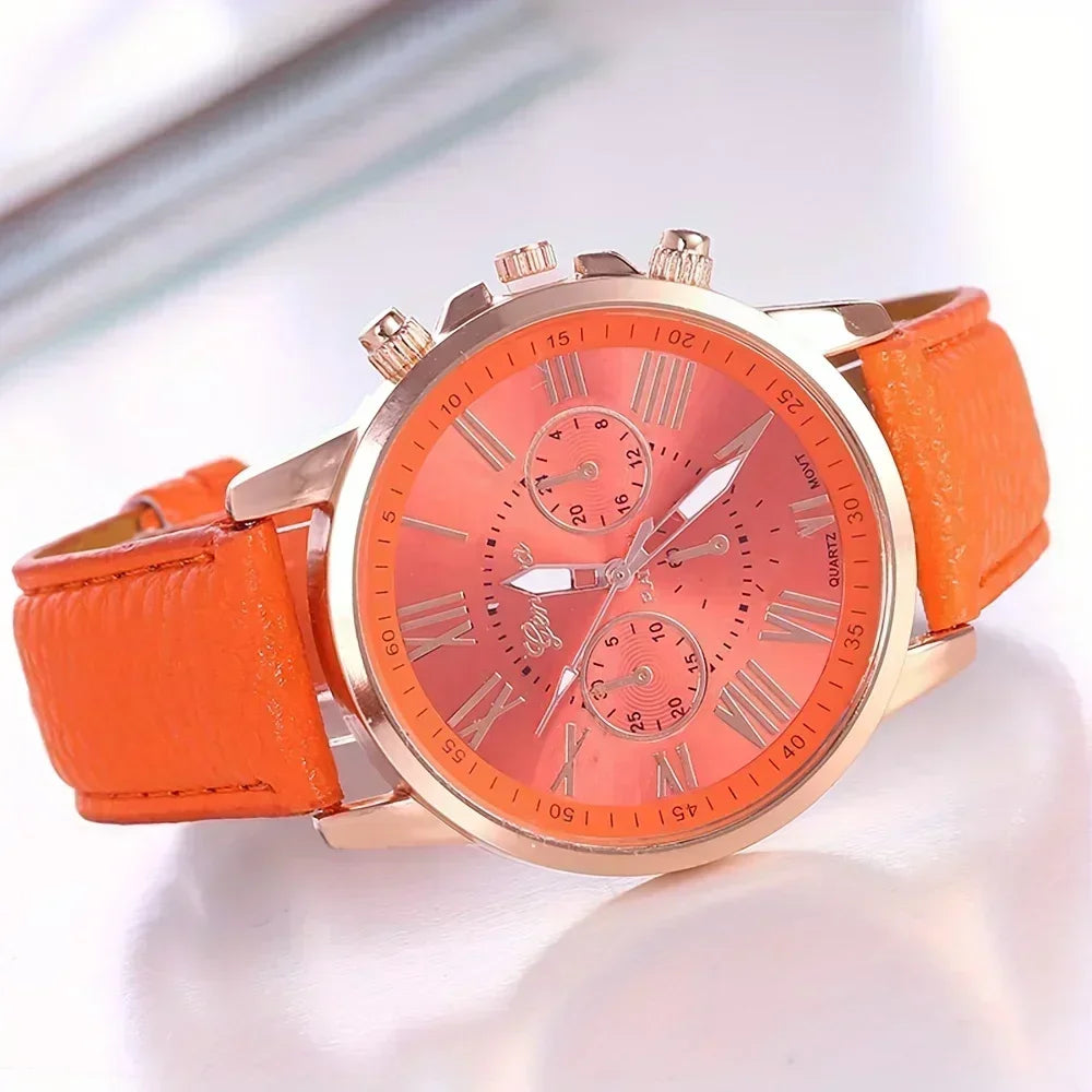 Geneva Disc Belt Quartz Wrist Watch – 15 Multicolors | Qme Fashion Wrist Watch Qme