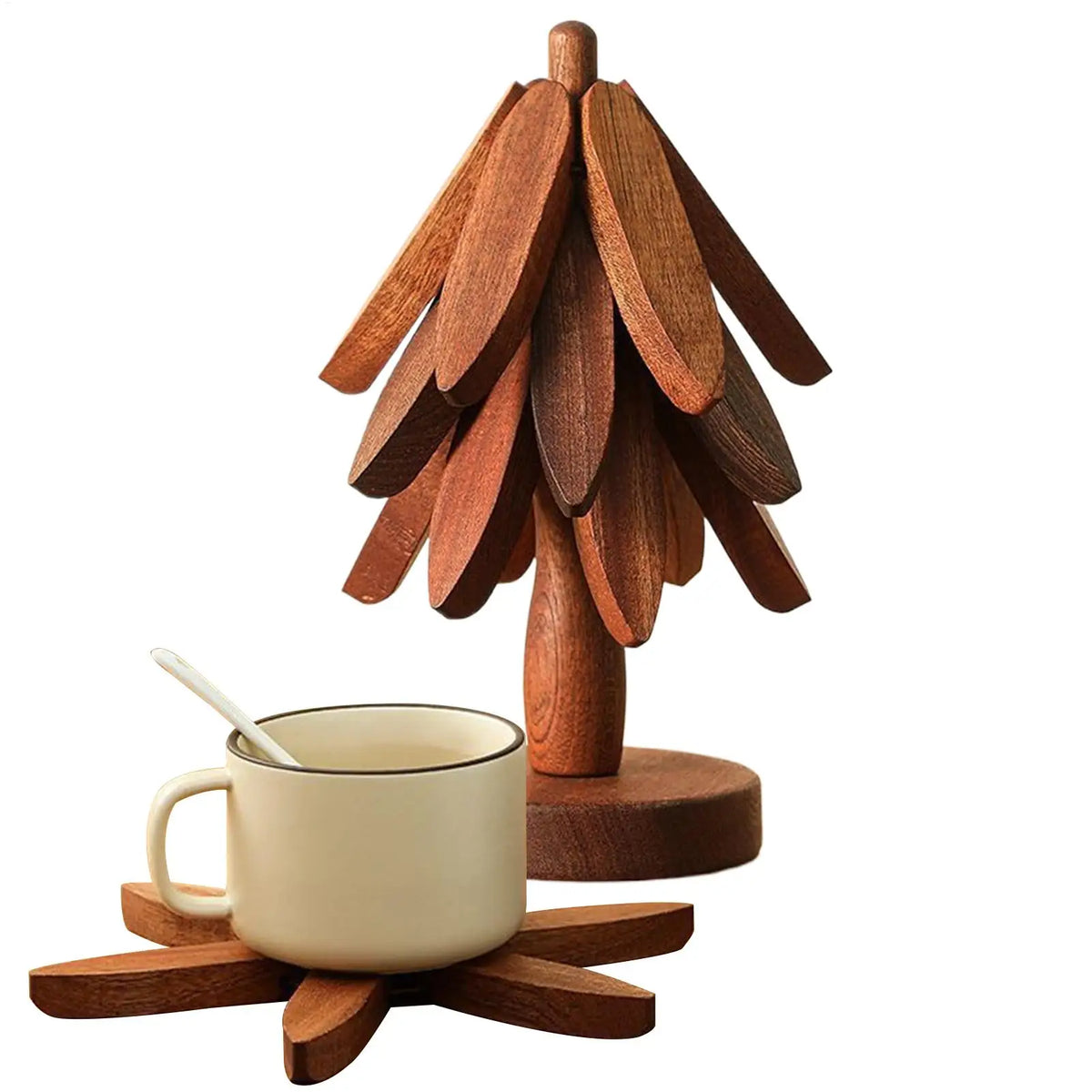 Wooden Tree Trivet & Non-Slip Coaster – Heat-Insulating Placemat Wooden Trivet Coaster Qme