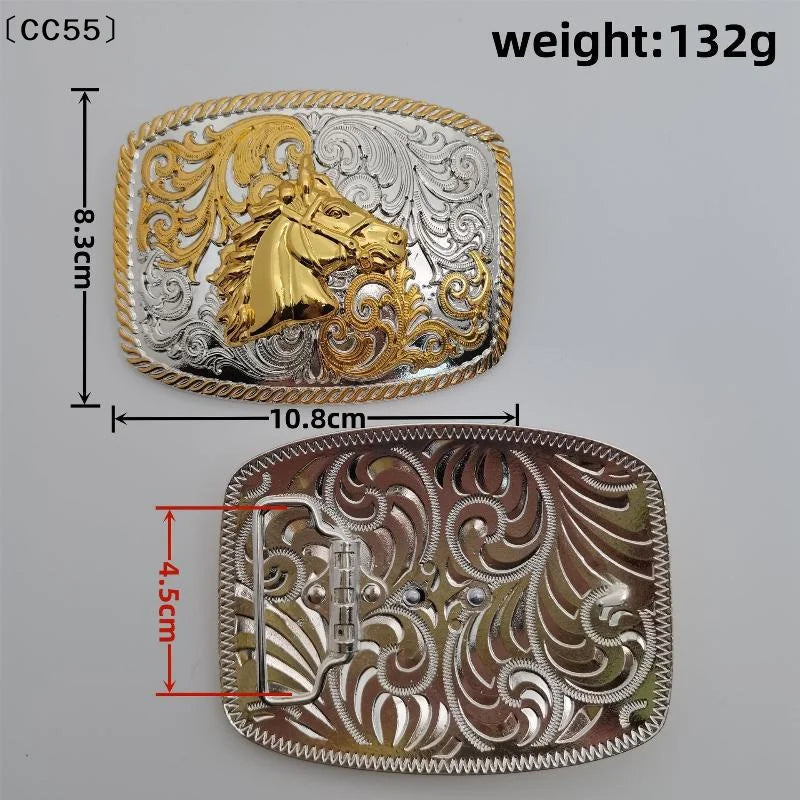 Western Cowboy Zinc Alloy Belt Buckle – Retro Floral Unisex Belt Buckle Qst