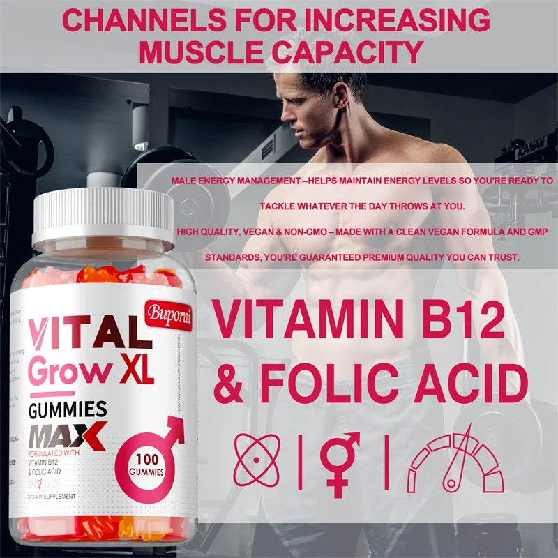 Vital Grow XL Male Gummies – Energy & Endurance Support Men's Wellness Gummies Qst