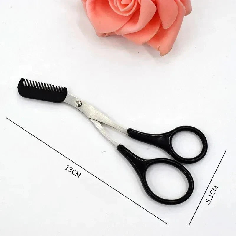 Stainless Steel Eyebrow Trimmer Scissors with Comb | Makeup Tool Eyebrow Trimmer Qme
