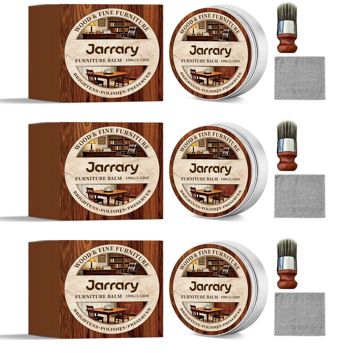 Wood Furniture Care Balm – Restore, Clean & Protect Furniture Care Balm Qme 3 x 100g Boxed