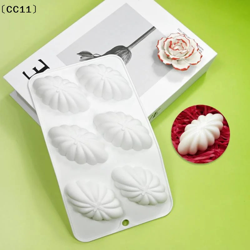 6-Cavity Shell Silicone Mould – Pudding, Mousse & Candy Mold Silicone Baking Mould Qme