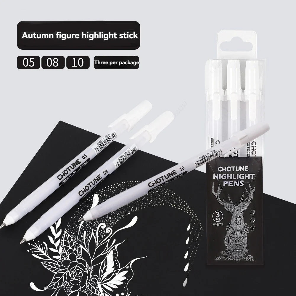 Gelly Roll Classic White Gel Pens 3-Pack – Sizes 05, 08 & 10 White Gel Pens Qme