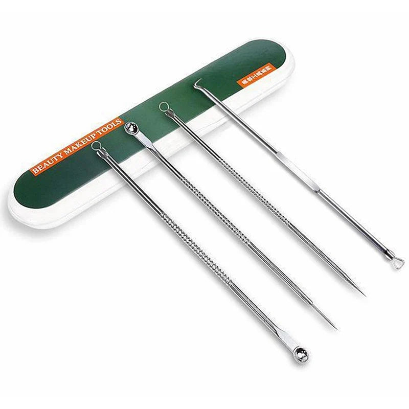 4-Piece Stainless Steel Acne Extractor Tool Set | Qme Skin Extractor Tool Set Qme