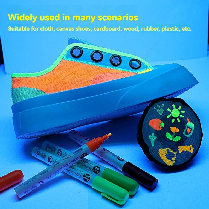 8-Color Luminous Fluorescent Paint Marker Pens – Waterproof Set Fluorescent Paint Markers Qme