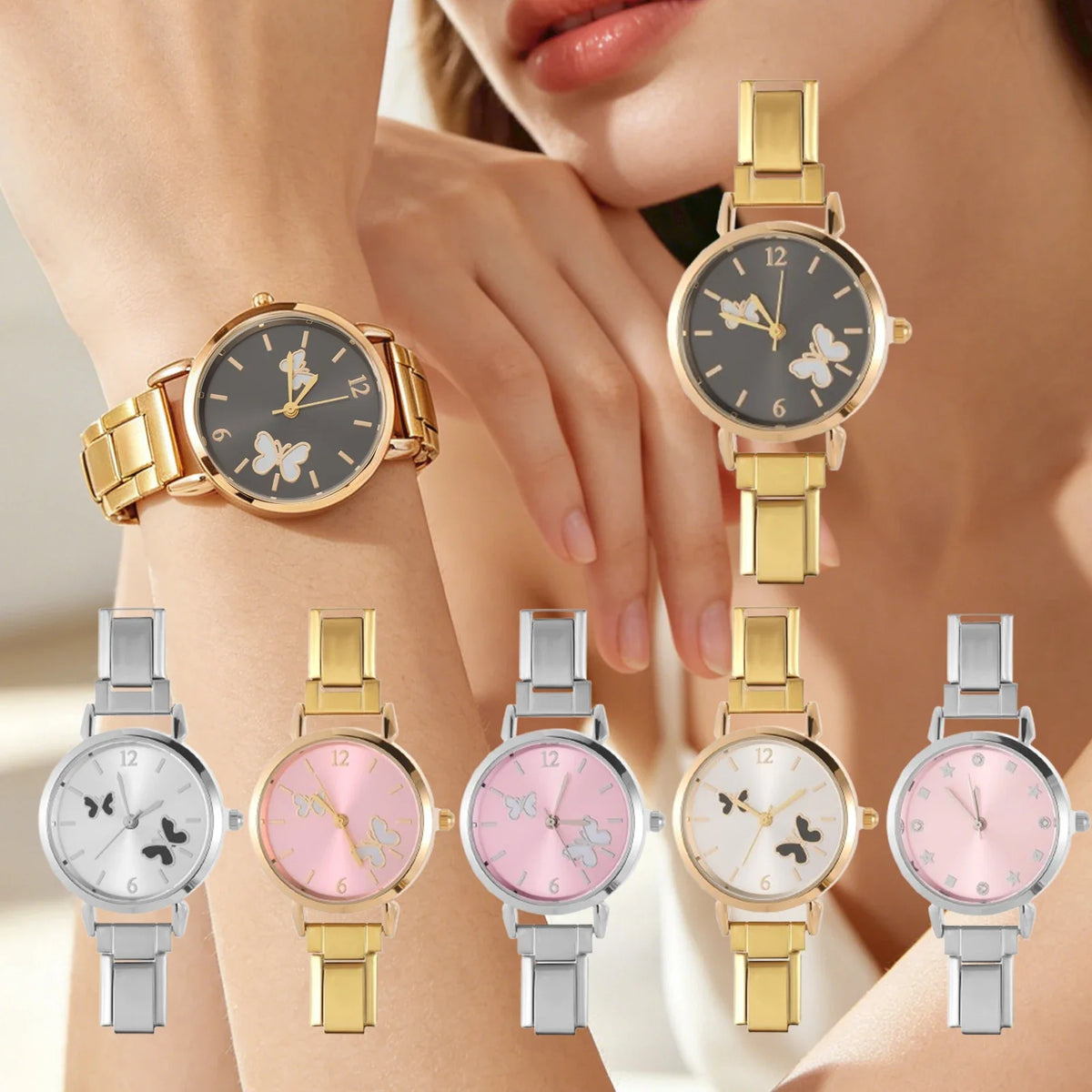 Arabic Numerals Butterfly Stainless Steel Watch Bracelet Watch Bracelet Qme