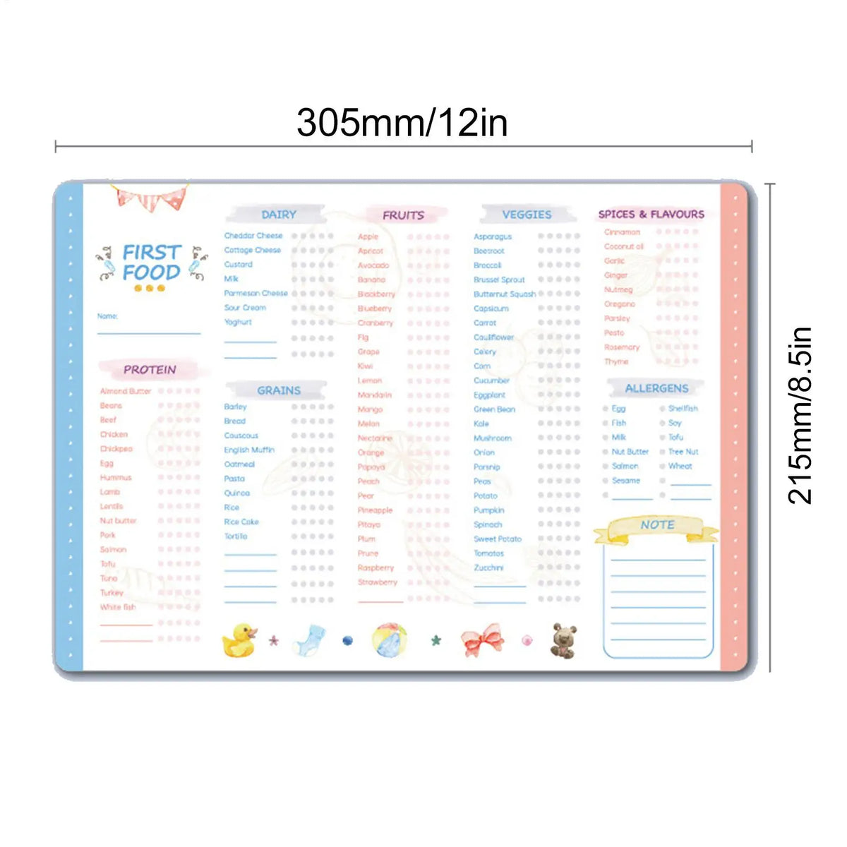 Magnetic Baby First Foods Chart & Meal Planner Checklist Baby Meal Planner Chart Qme