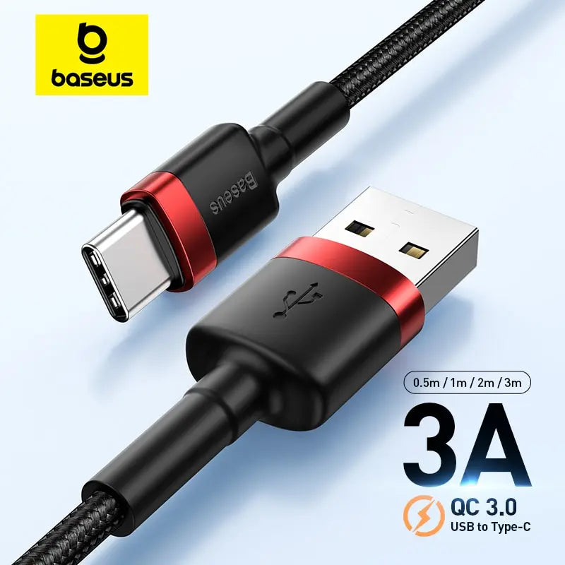 Baseus USB-C Fast Charge Cable 3A Braided – QC3.0 Data Sync USB-C Charging Cable Qst