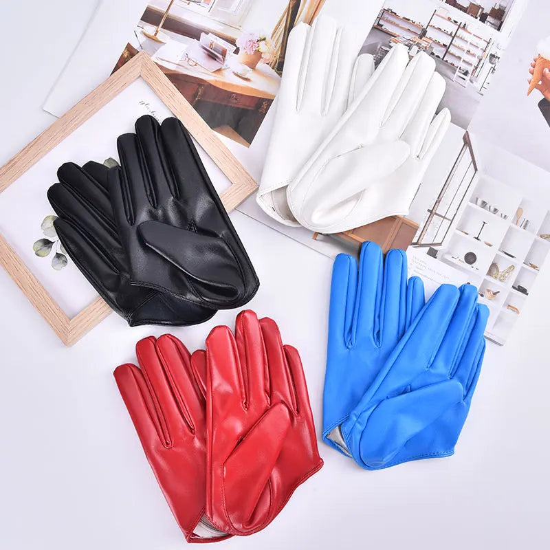Women's Half Palm PU Leather Gloves – Dance & Party Fashion Dance Gloves Qst