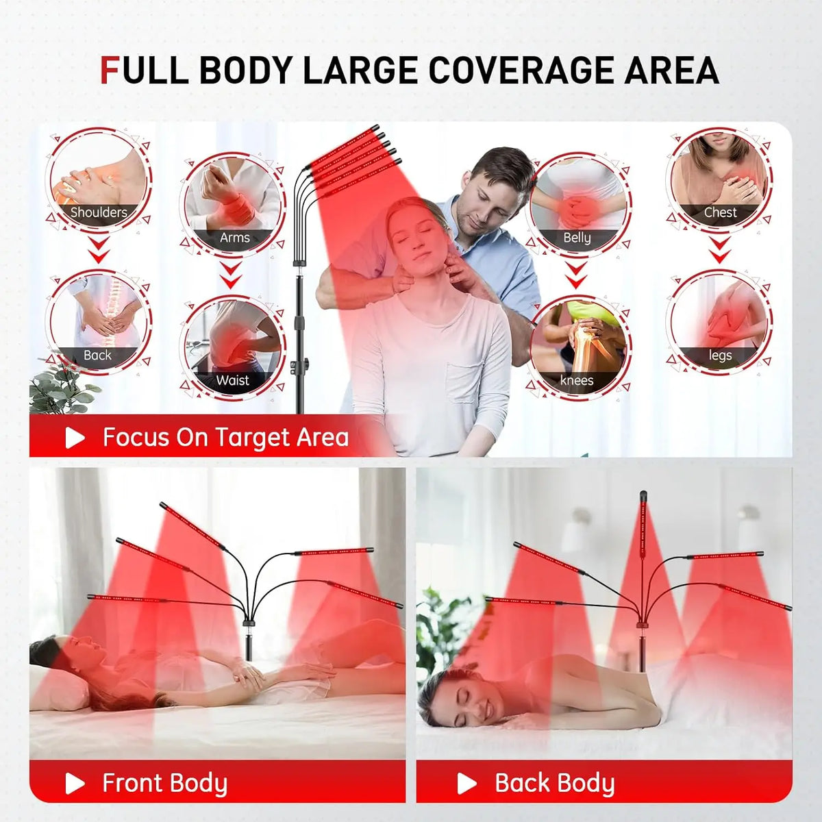 4/5 Head Red Light Therapy Lamp with Stand & Timer | 660nm 850nm Red Light Therapy Lamp Qst