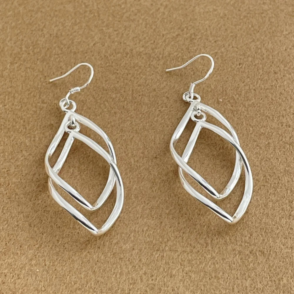 925 Sterling Silver Hollow Tassel Long Drop Earrings Drop Earrings Qme
